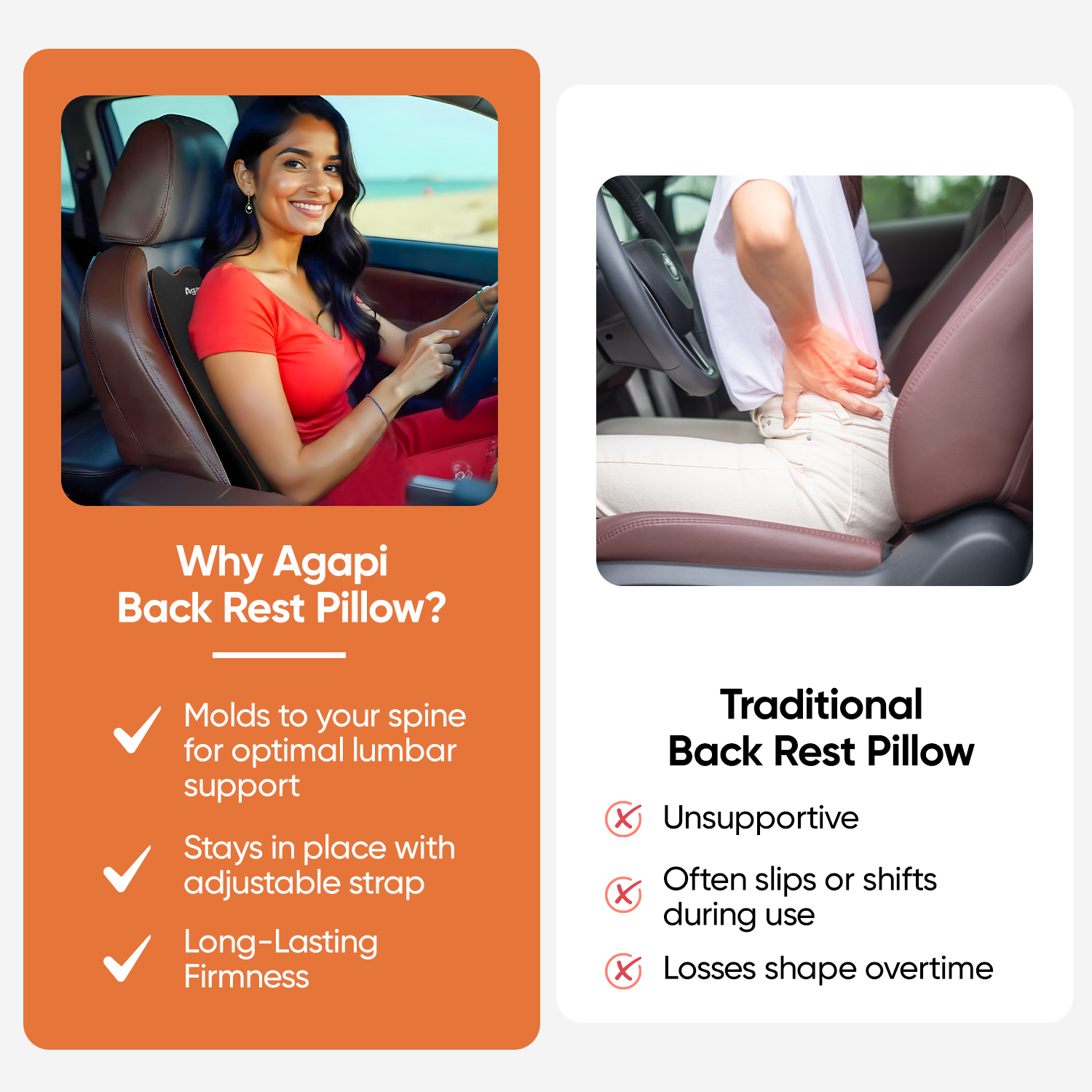 Agapi elite pro car Backrest ( GET FREE NECKREST )