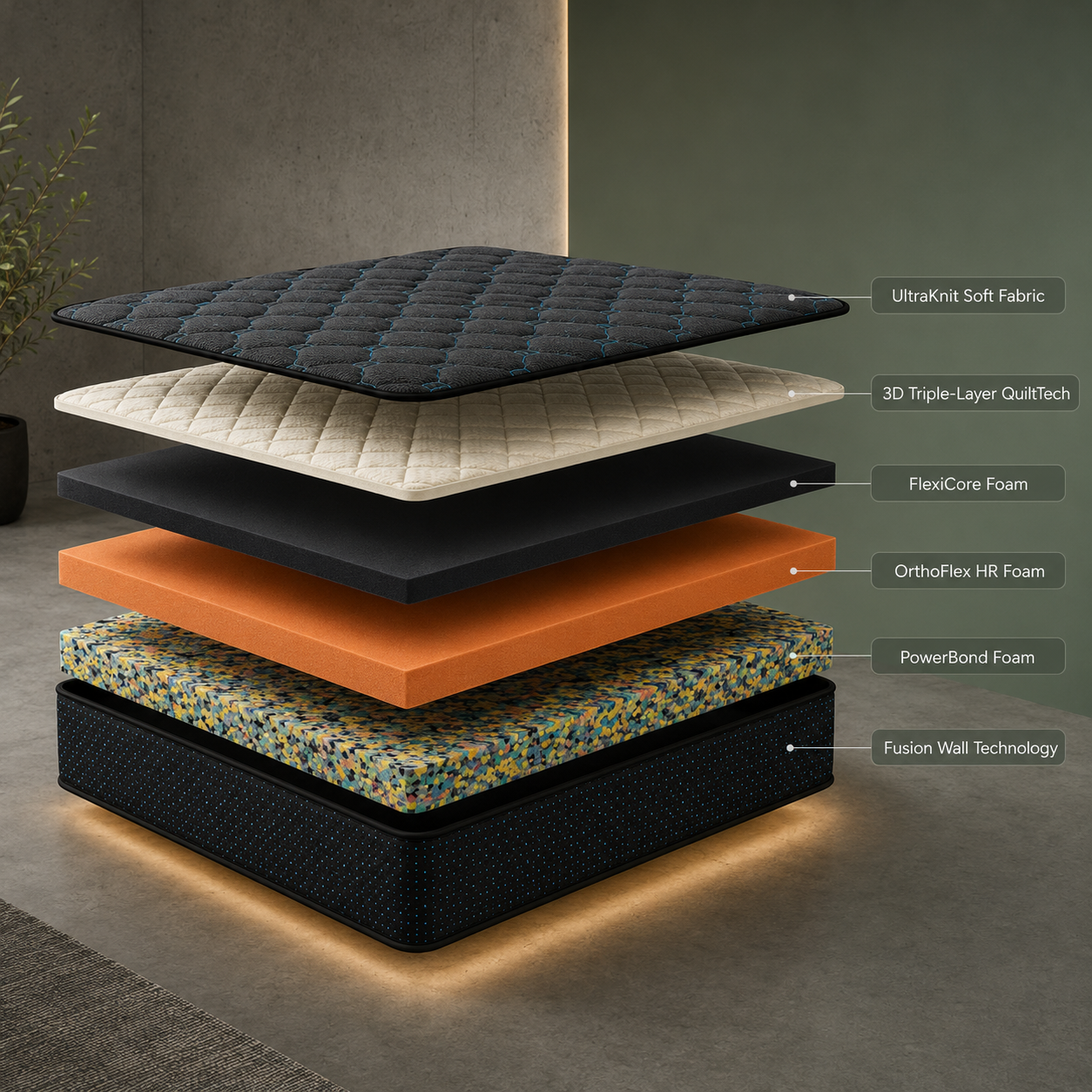 Agapi SpineEase 6-Layer Orthopedic Mattress – Firm Support, Queen (78x60x6 in)
